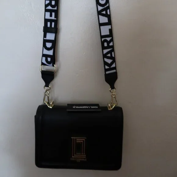 Karl Lagerfeld Paris Simone Small Leather Crossbody Black No Handle - Picture 1 of 12